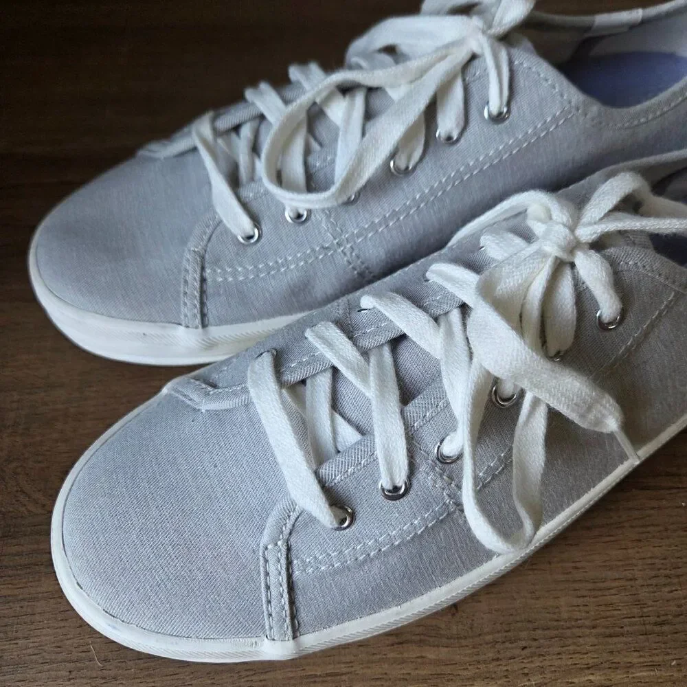 NEW W/O BOX KEDS LIGHT GREY FABRIC UPPER LACED SNEAKERS SIZE 9.5 WOMENS